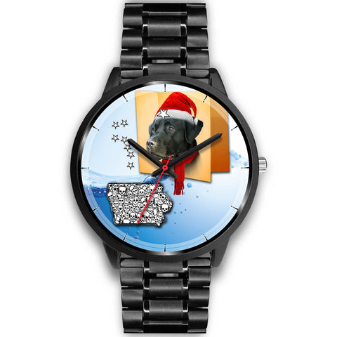Black Labrador Retriever Iowa Christmas Special Wrist Watch