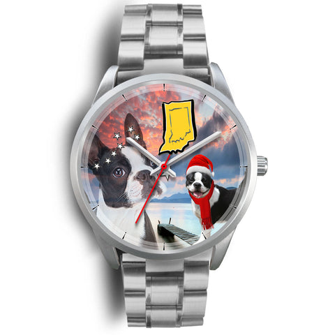 Boston Terrier Indiana Christmas Special Wrist Watch