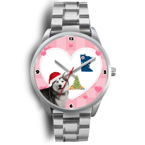 Alaskan Malamute Dog Minnesota Christmas Special Wrist Watch