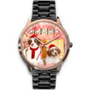 Brittany Dog Christmas Special Golden Wrist Watch