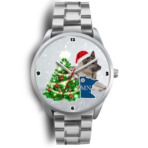 Norwegian Elkhound Dog Minnesota Christmas Special Wrist Watch