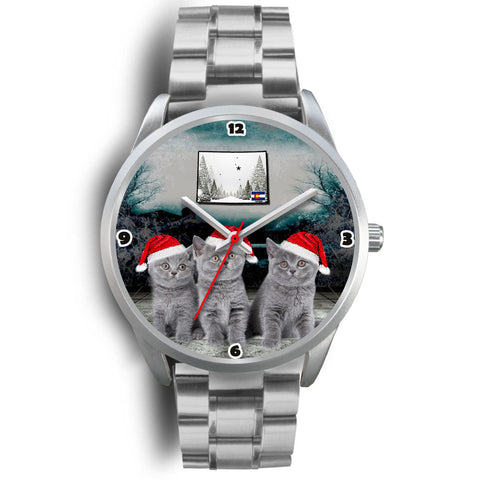 Russian Blue Cat Colorado Christmas Special Wrist Watch