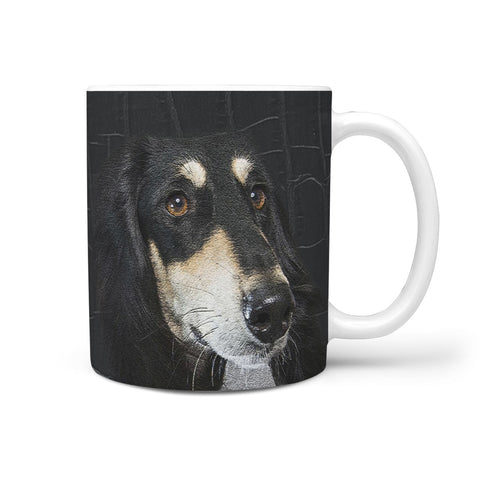 Black Saluki Dog Print 360 White Mug