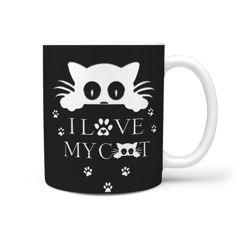 Cute Cat Face Print 360 White Mug