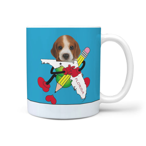 Cute Beagle Loving Florida Print 360 White Mug