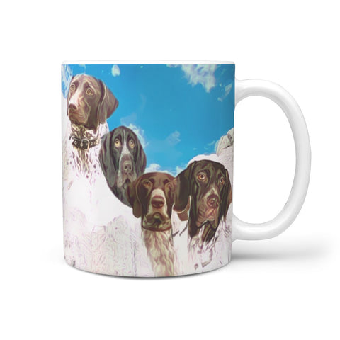 German Shorthaired Pointer Mount Rushmore Print 360 White Mug