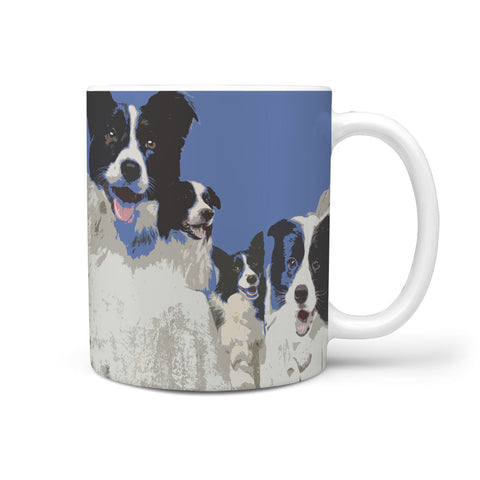 Border Collie Mount Rushmore Print 360 White Mug