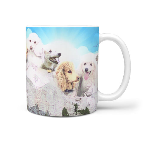 Cute Poodle Dog Print Mount Rushmore 360 White Mug