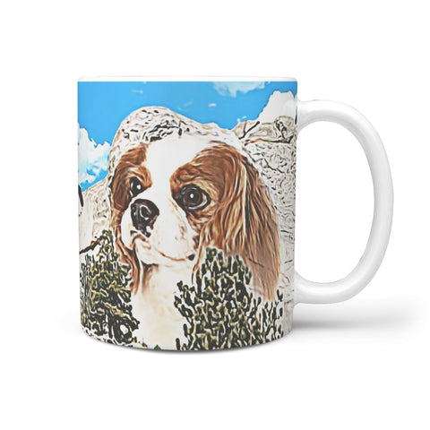 Cavalier King Charles Spaniel Mount Rushmore Print 360 White Mug