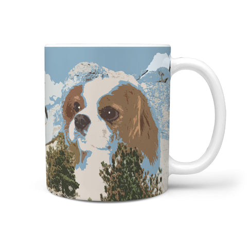 Cute Cavalier King Charles Spaniel Mount Rushmore Print 360 White Mug