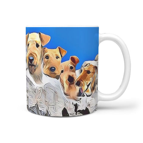 Airedale Terrier Mount Rushmore Print 360 White Mug