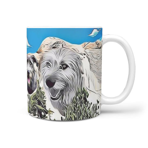 Irish Wolfhound Mount Rushmore Print 360 White Mug