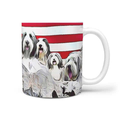 Bearded Collie Mount Rushmore Print 360 White Mug