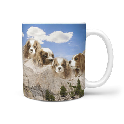 Cavalier King Charles Spaniel Mount Rushmore Print 360 White Mug