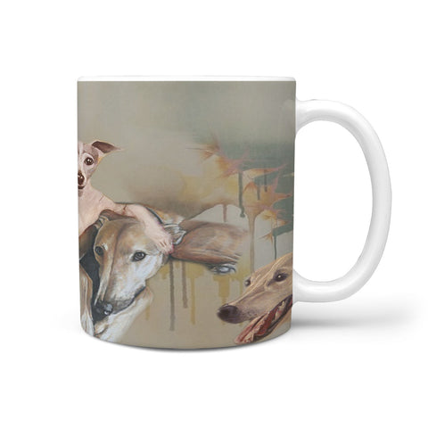 Greyhound Dog Print 360 White Mug
