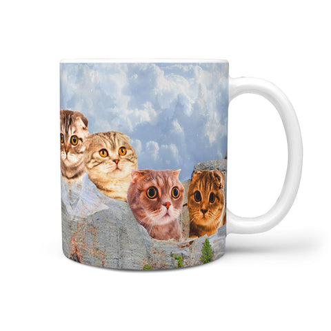 Cute Scottish Fold Cat Mount Rushmore Print 360 Mug