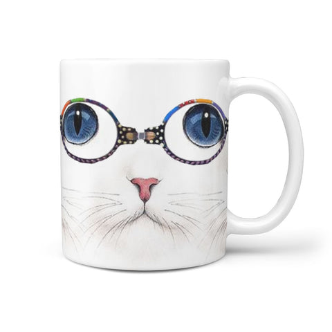 Cute Cat Print 360 White Mug
