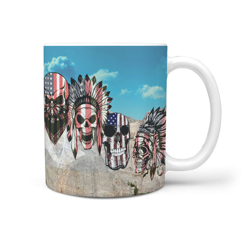 American Skull On Mount Rushmore Print 360 Mug