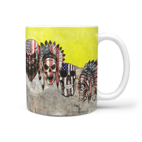 American Skull Art On Mount Rushmore Print 360 Mug