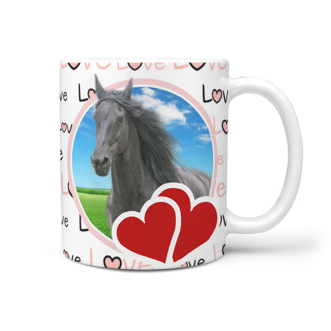 Friesian Horse Print 360 White Mug