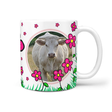 Charolais Cattle (Cow) Print 360 White Mug