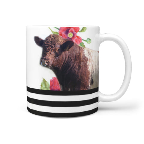 Dairy Shorthorn Cattle (Cow) Print 360 White Mug