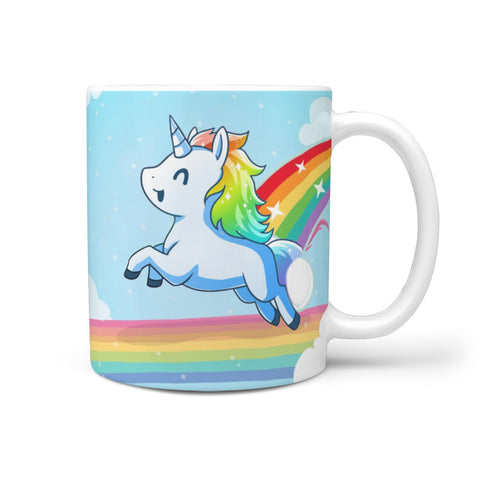 Rainbow Unicorn Print 360 White Mug