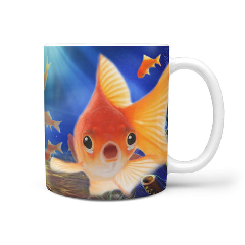 Goldfish Print 360 White Mug