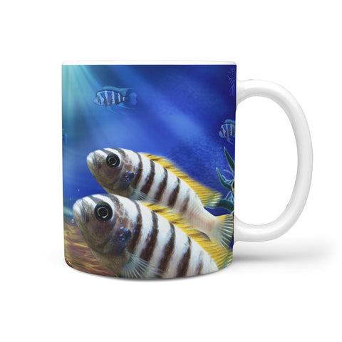 Afra Cichlid Fish Print 360 White Mug