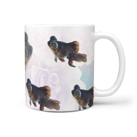 Black Moor Goldfish Print 360 White Mug