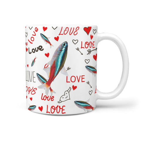 Neon Tetra Fish Print 360 White Mug