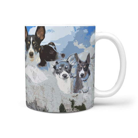 Rat Terrier Mount Rushmore Print 360 White Mug
