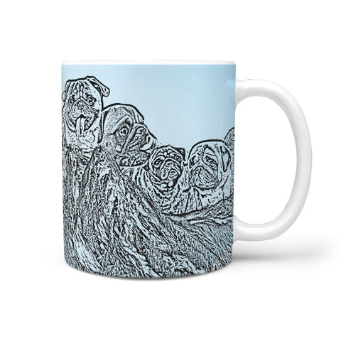 Pug Dog Mount Rushmore Print 360 White Mug