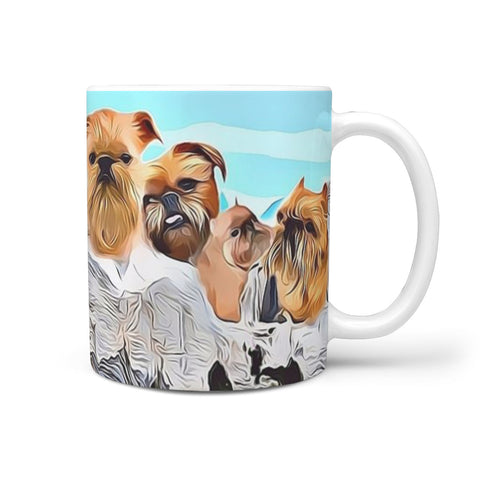 Brussels Griffon Dog Mount Rushmore Print 360 White Mug