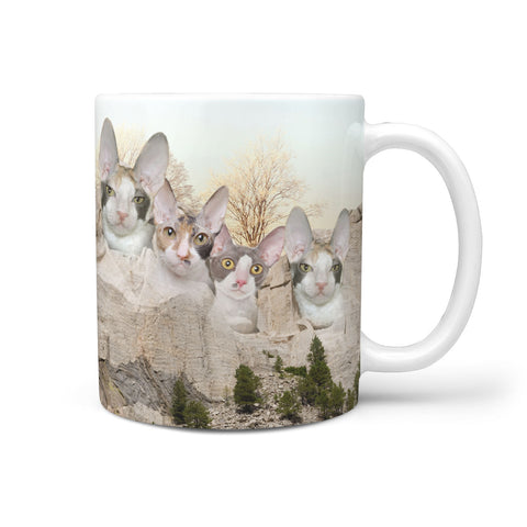 Cornish Rex Cat Mount Rushmore Print 360 White Mug