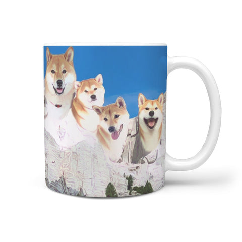 Cute Shiba Inu Mount Rushmore Print 360 White Mug