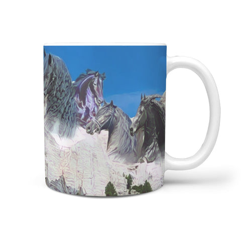 Friesian horse Mount Rushmore Print 360 White Mug