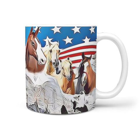 American Quarter Horse Mount Rushmore Print 360 White Mug