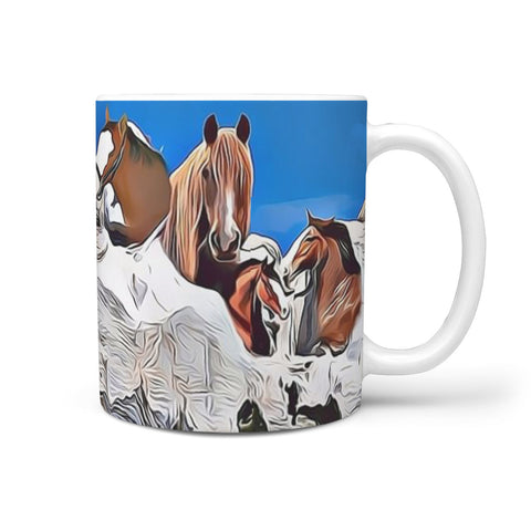 Clydesdale Horse Mount Rushmore Print 360 White Mug