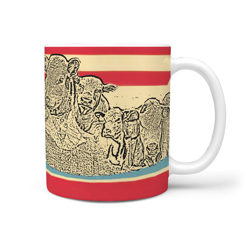 Hereford Cattle (Cow) Mount Rushmore Art Print 360 White Mug