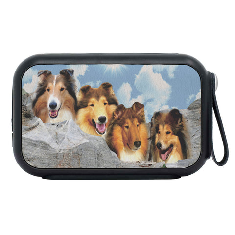 Rough Collie Dog On Mount Rushmore Print Bluetooth Speaker