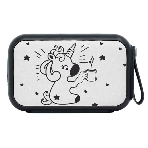 Cute Unicorn With Coffee Print Bluetooth Speaker