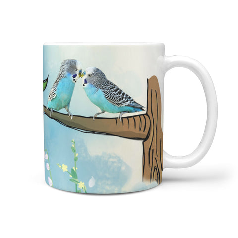 Budgerigar Parrot Print 360 White Mug