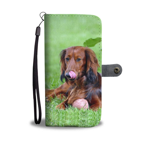 Cute Dachshund Dog Print Wallet Case