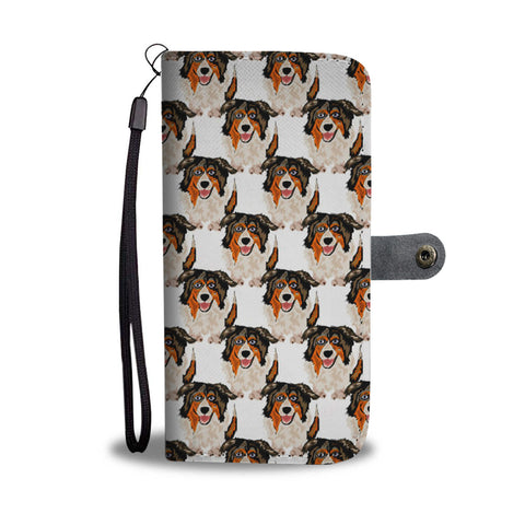 Australian Shepherd Dog Pattern Print Wallet Case