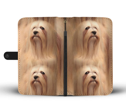 Cute Lhasa Apso Dog Print Wallet Case