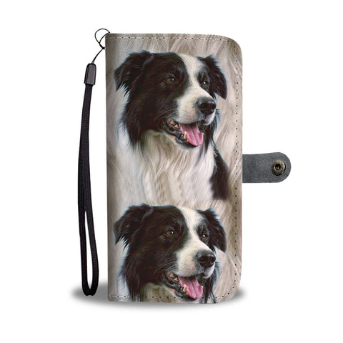 Cute Border Collie Dog Print Wallet Case