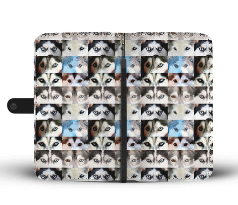 Siberian Husky Dog Eyes Pattern Print Wallet Case