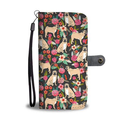 Pug Floral Wallet Case