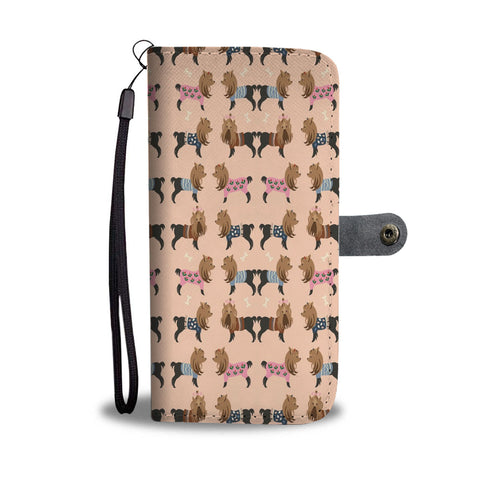 Cute Yorkie Pattern Print Wallet Case